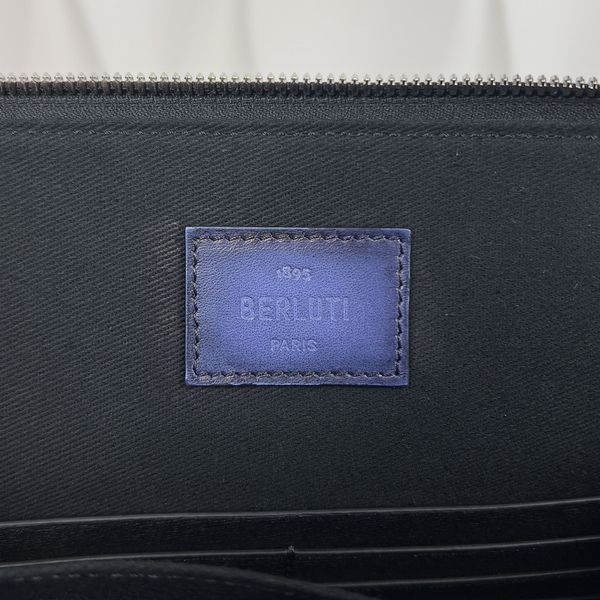 Nino GM Clutch Document Holder Black Blue Canvas Leather