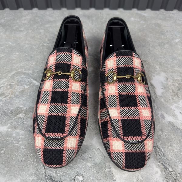 Jordaan Horsebit Loafers Black Pink Plaid Check Tweed