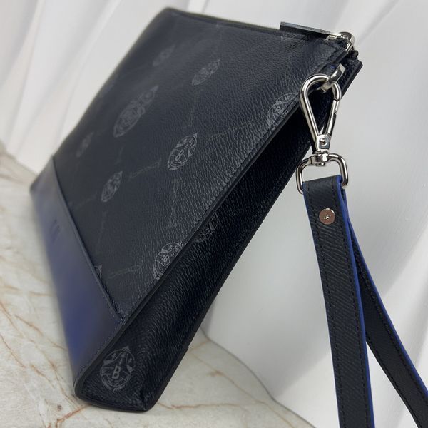 Nino GM Clutch Document Holder Black Blue Canvas Leather