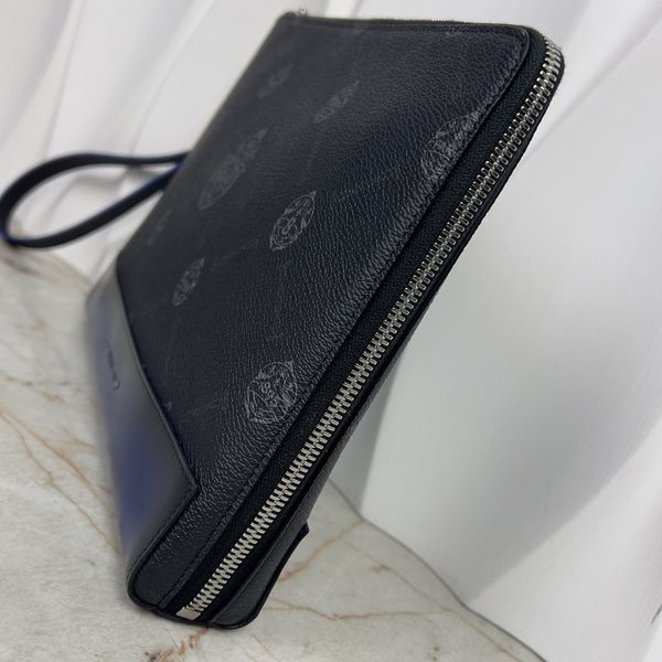 Nino GM Clutch Document Holder Black Blue Canvas Leather