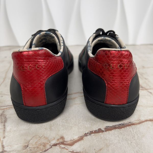 Gucci x Sega Ace Sneakers Ayers Web Guccy Print Black Leather