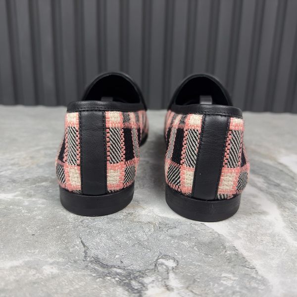 Jordaan Horsebit Loafers Black Pink Plaid Check Tweed
