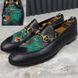 Horsebit Jordaan Panter лофери з вишивкою чорні шкіряні 3133 фото 4