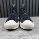 Tattoo Sneakers Logo Tartan Pattern Canvas Blue Navy Leather