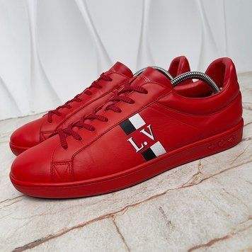 Luxembourg LV Logo Sneakers Red Leather