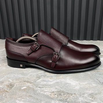 Dress Monk Double Buckle Burgundy Leather