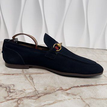Jordaan Horsebit Web Loafers Blue Suede