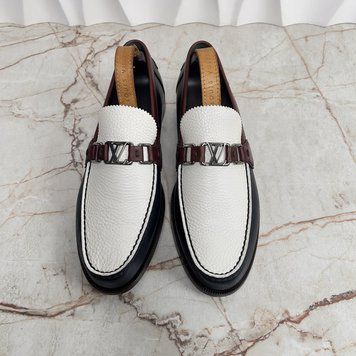 Major Loafers Blue White Leather