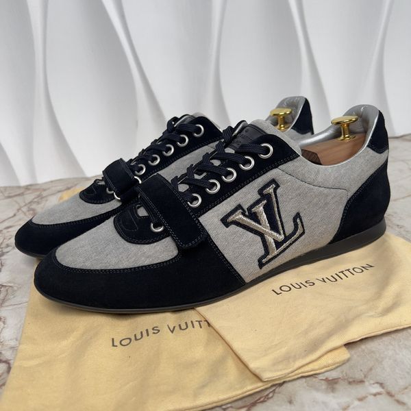Stardust Logo Sneakers Blue Suede Gray Fabric