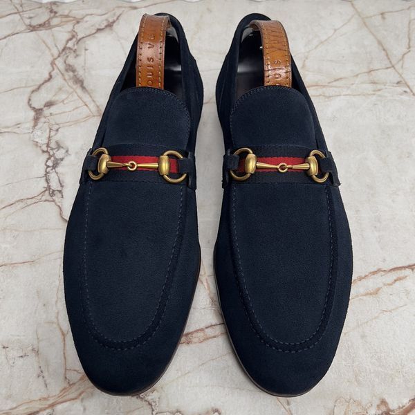 Jordaan Horsebit Web Loafers Blue Suede
