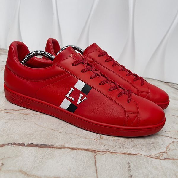 Luxembourg LV Logo Sneakers Red Leather