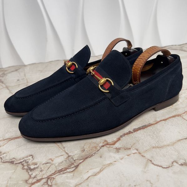 Jordaan Horsebit Web Loafers Blue Suede