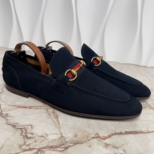 Jordaan Horsebit Web Loafers Blue Suede