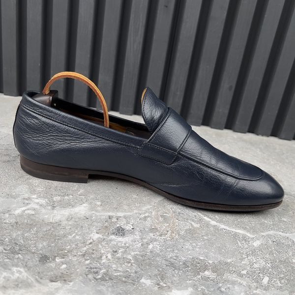 Donnie Logo Double GG Loafers Heels Blue Leather