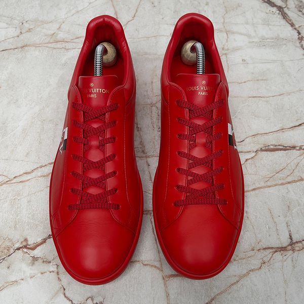 Luxembourg LV Logo Sneakers Red Leather