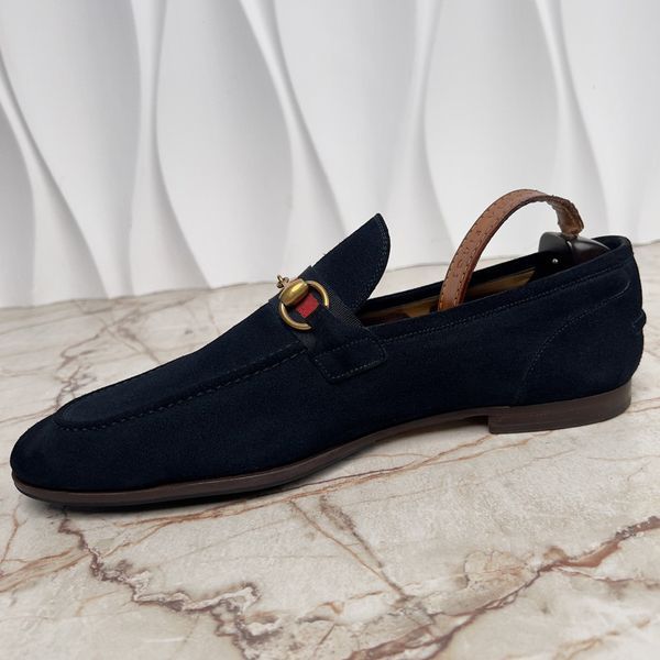 Jordaan Horsebit Web Loafers Blue Suede