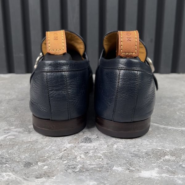 Donnie Logo Double GG Loafers Heels Blue Leather