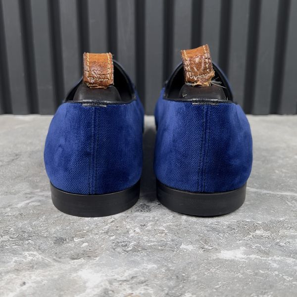 Jordaan Horsebit Loafers Blue Velour Velvet Fabric