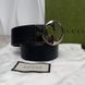 Interlocking G Black Leather Reversible Dress Belt Buckle