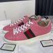 Gucci Ace Web GG Monogram Low Top Sneakers Pink Leather 2532 фото 2