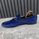 Jordaan Horsebit Loafers Blue Velour Velvet Fabric