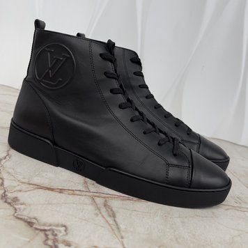 Match Up Circle Logo LV Sneakers Black Leather