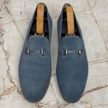 Horsebit Loafers Blue Suede