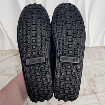 Web Moccasins GG Logo Black Leather