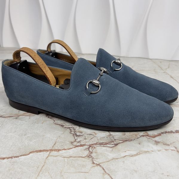 Horsebit Loafers Blue Suede
