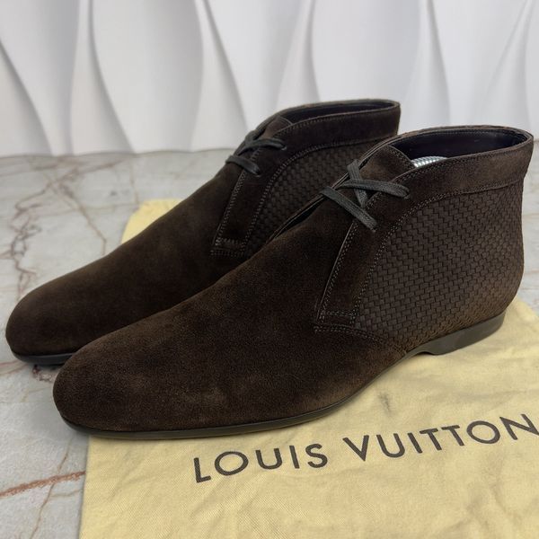 Ankle Chukka Boots Brown Suede Damier