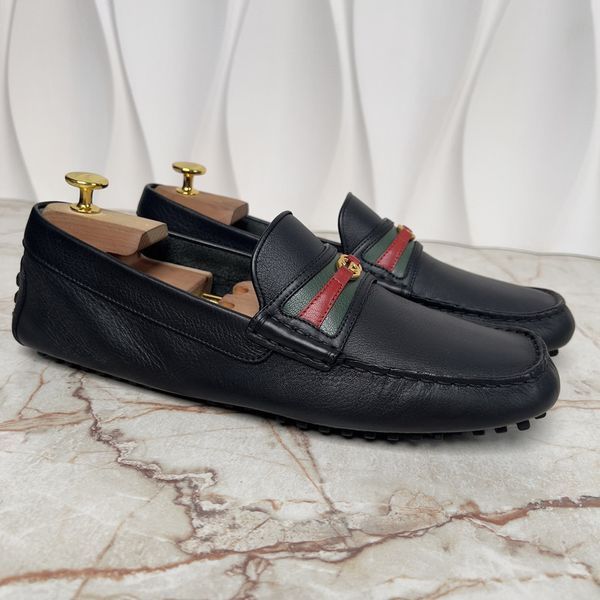 Web Moccasins GG Logo Black Leather