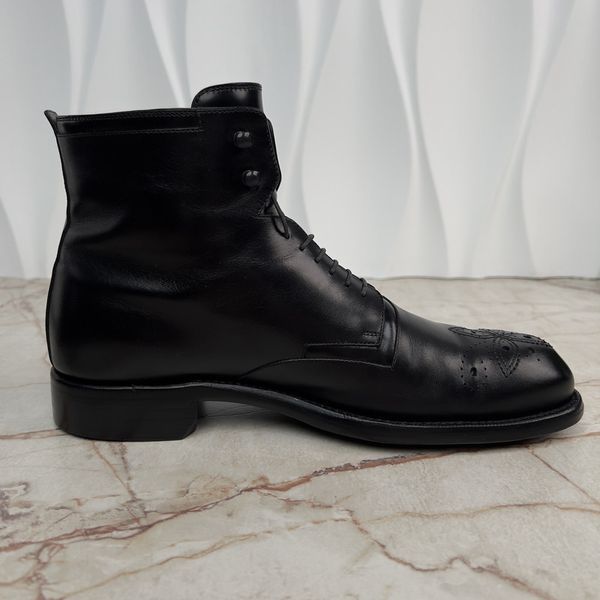 Monogram Combat Boots Perforated Black Leather