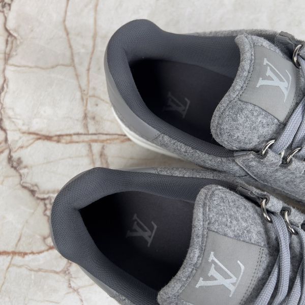 LV Trainer Sneakers Grey Wool Flannel
