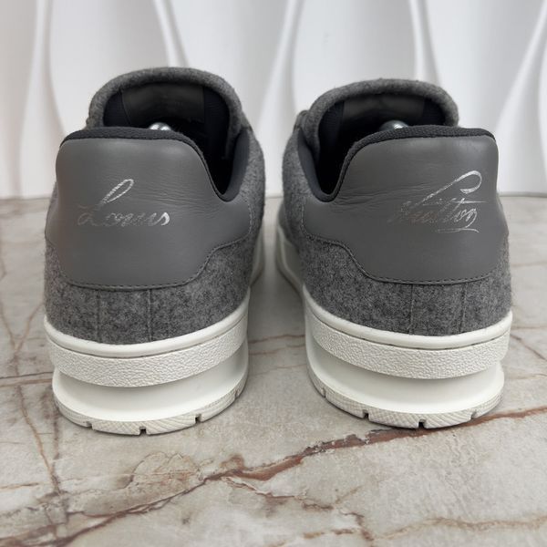 LV Trainer Sneakers Grey Wool Flannel
