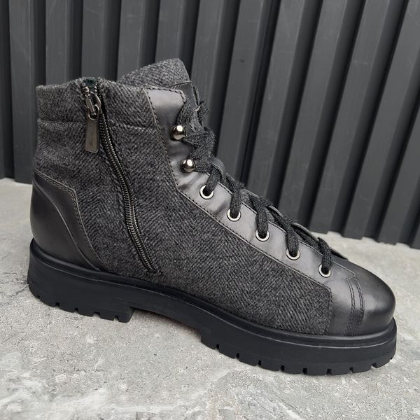 Hiking Boots Anfibio Harringbone Gray Wool Tweed