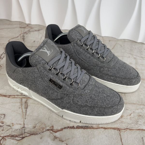 LV Trainer Sneakers Grey Wool Flannel