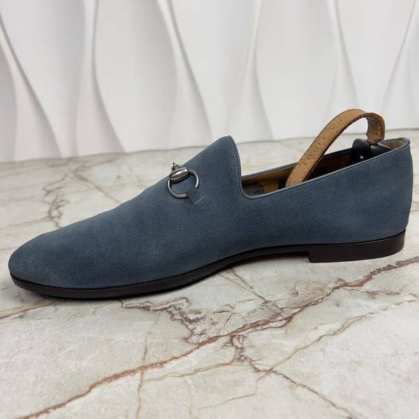 Horsebit Loafers Blue Suede