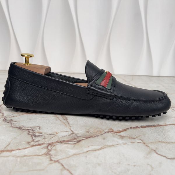 Web Moccasins GG Logo Black Leather