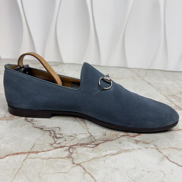 Horsebit Loafers Blue Suede