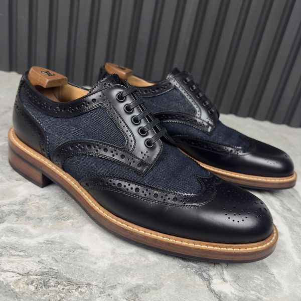 Voltaire Wingtip Derby Blue Denim Leather