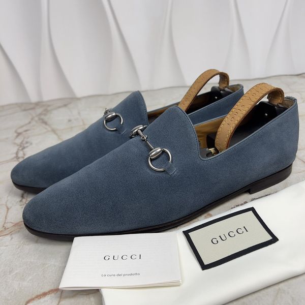 Horsebit Loafers Blue Suede