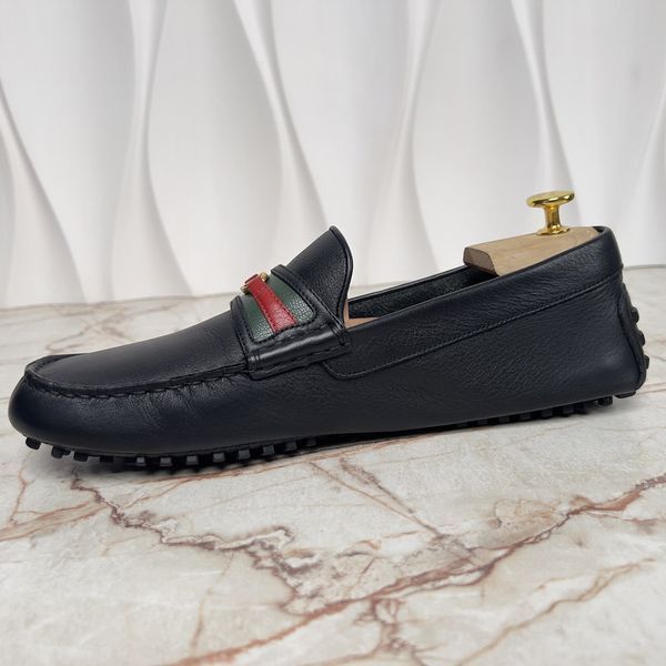 Web Moccasins GG Logo Black Leather