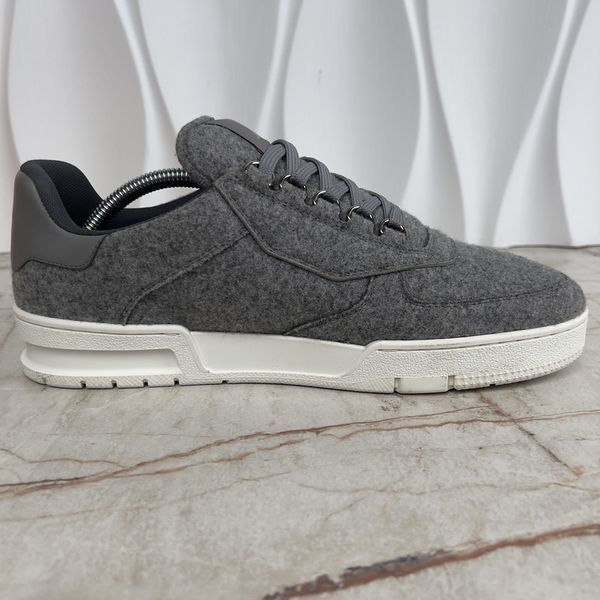 LV Trainer Sneakers Grey Wool Flannel