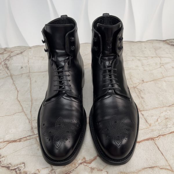 Monogram Combat Boots Perforated Black Leather