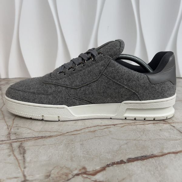 LV Trainer Sneakers Grey Wool Flannel