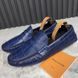 Shade Moccasins мокасини сині шкіряні з тисненням під крокодила 2836 фото 1