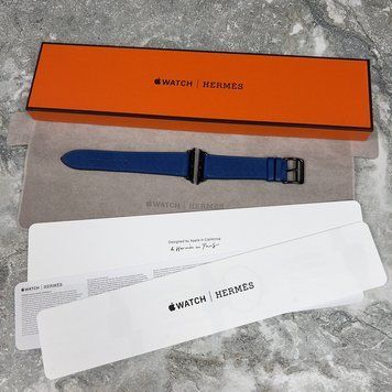 Apple Watch Hermes H Diagonal Blue Textured Epsom Leather 45 mm