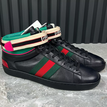 Ace Stripe Sneakers Web Black Multicolor Leather