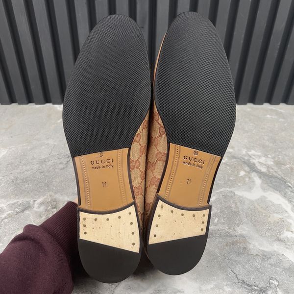Jordaan Horsebit Loafers GG Signature Beige Ebony Canvas