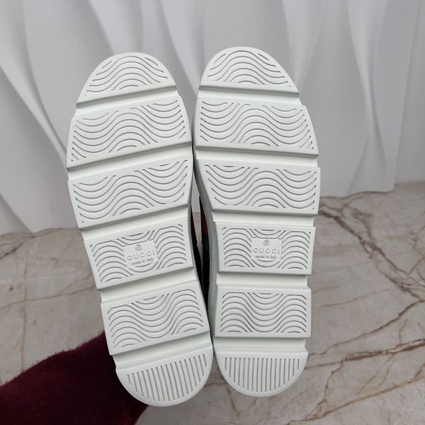 Ace Sneaker Web Bee Embroidered Platform Black Leather